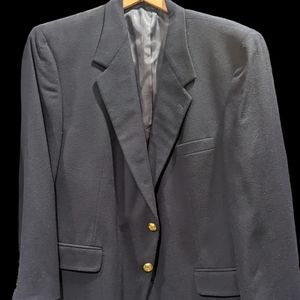 Navy blue cashmere blazer sports jacket Bill Blass with gold buttons size 48